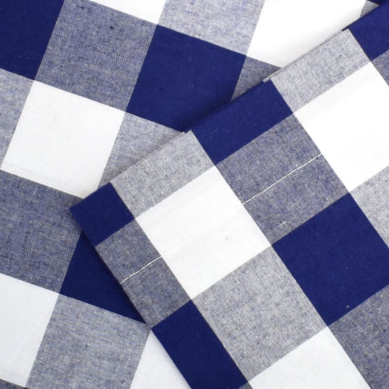NATUS WEAVER Buffalo Check Curtains 45 inches Long Cotton Basement Navy Blue and White Gingham Plaid Kitchen Window Curtain Panels Living Room Checker Drapes Bedroom Rod Pocket Window Treatment 2 Panels - Image 3
